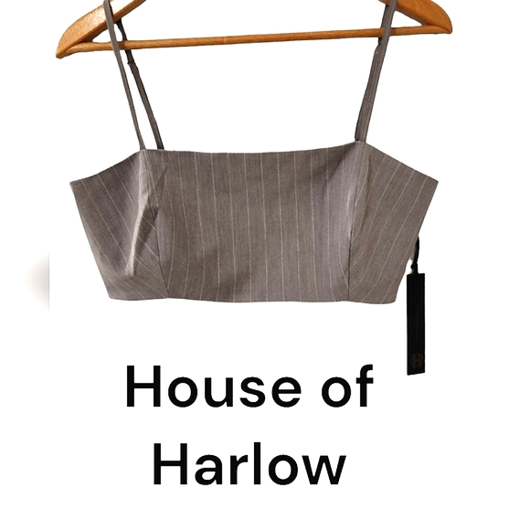 House of Harlow 1960 Tops - House Of Harlow 1960 Taupe Pinstripe Bandeau Top. Size M